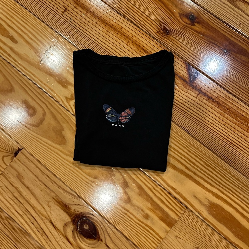 Vans Black Tee with Multicolor Butterfly